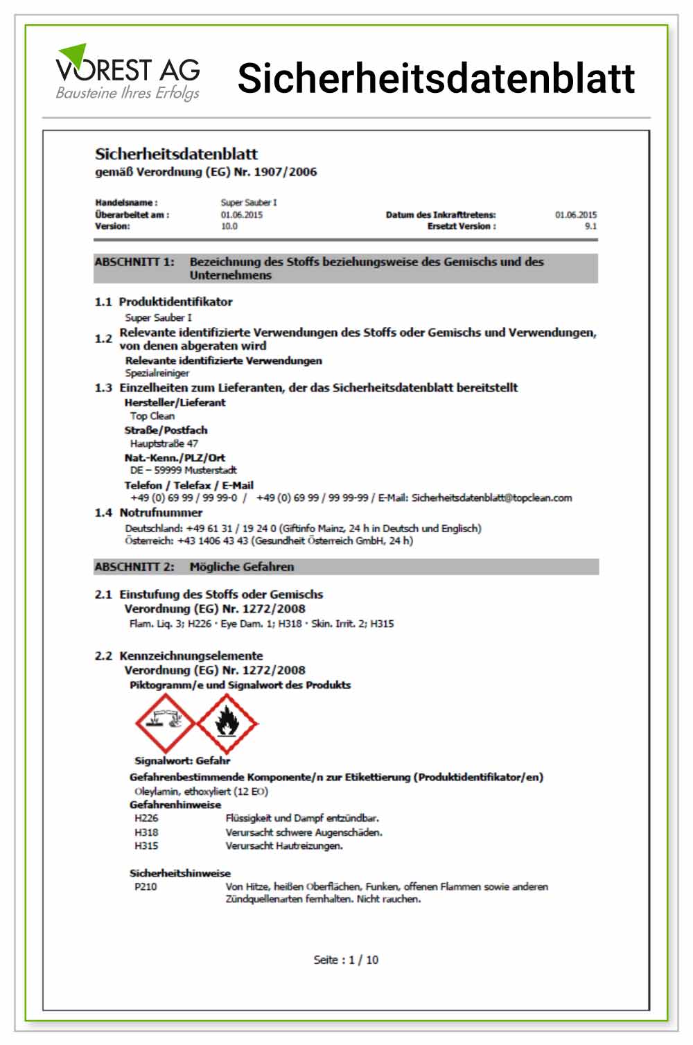 Sicherheitsdatenblatt Gefahrstoffe